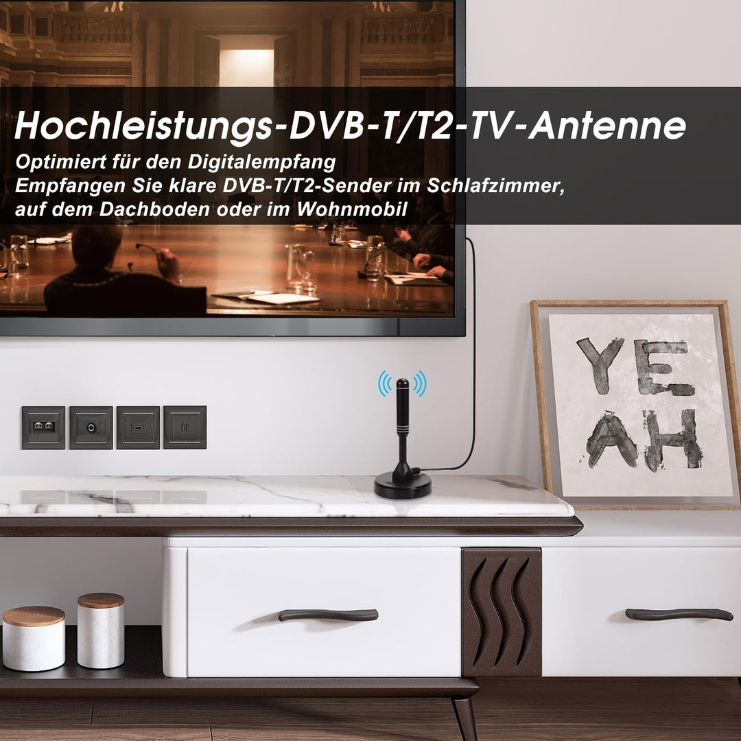 DVB-T/DVB-T2-Antenne - August DTA240 - stärkere Stabantenne für digitales Fernsehen / Digital TV / D