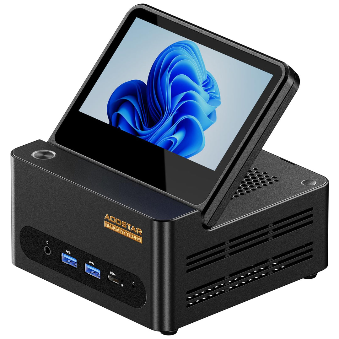 AOOSTAR G-FLIP Mini PC Ryzen 7 H 255(bis zu 4,9GHz), Mini Desktop Computer mit 5" HD-Bildschirm 24GB