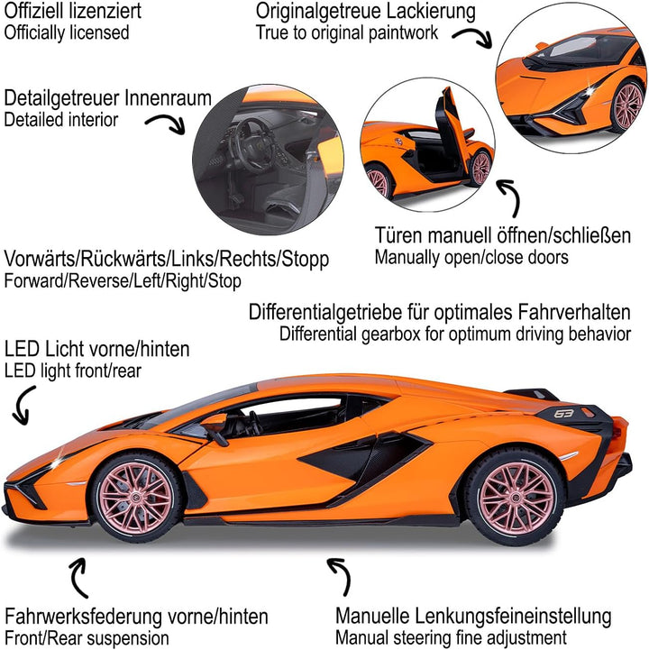 JAMARA 403127 - Lamborghini Sián FKP 37 2,4 GHz 1:14 Tür manuell - RC Auto, offiziell lizenziert, bi