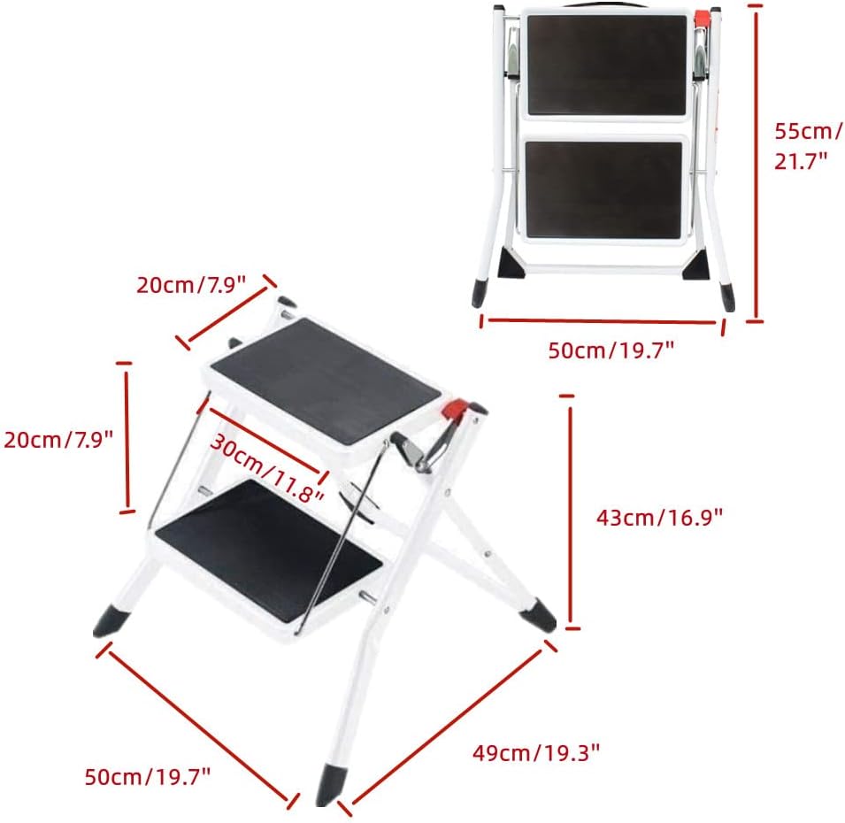 2 Stufen Klappstufen Trittleiter,Leichte Stehleiter Mini Leiter Klapptritt Trittleiter Haushaltsleit