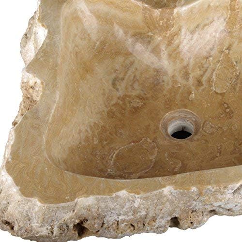Divero Natur-Stein Waschschale Meran Aufsatz-Waschbecken Handwaschbecken Marmor Creme/Hellbraun Ø ca