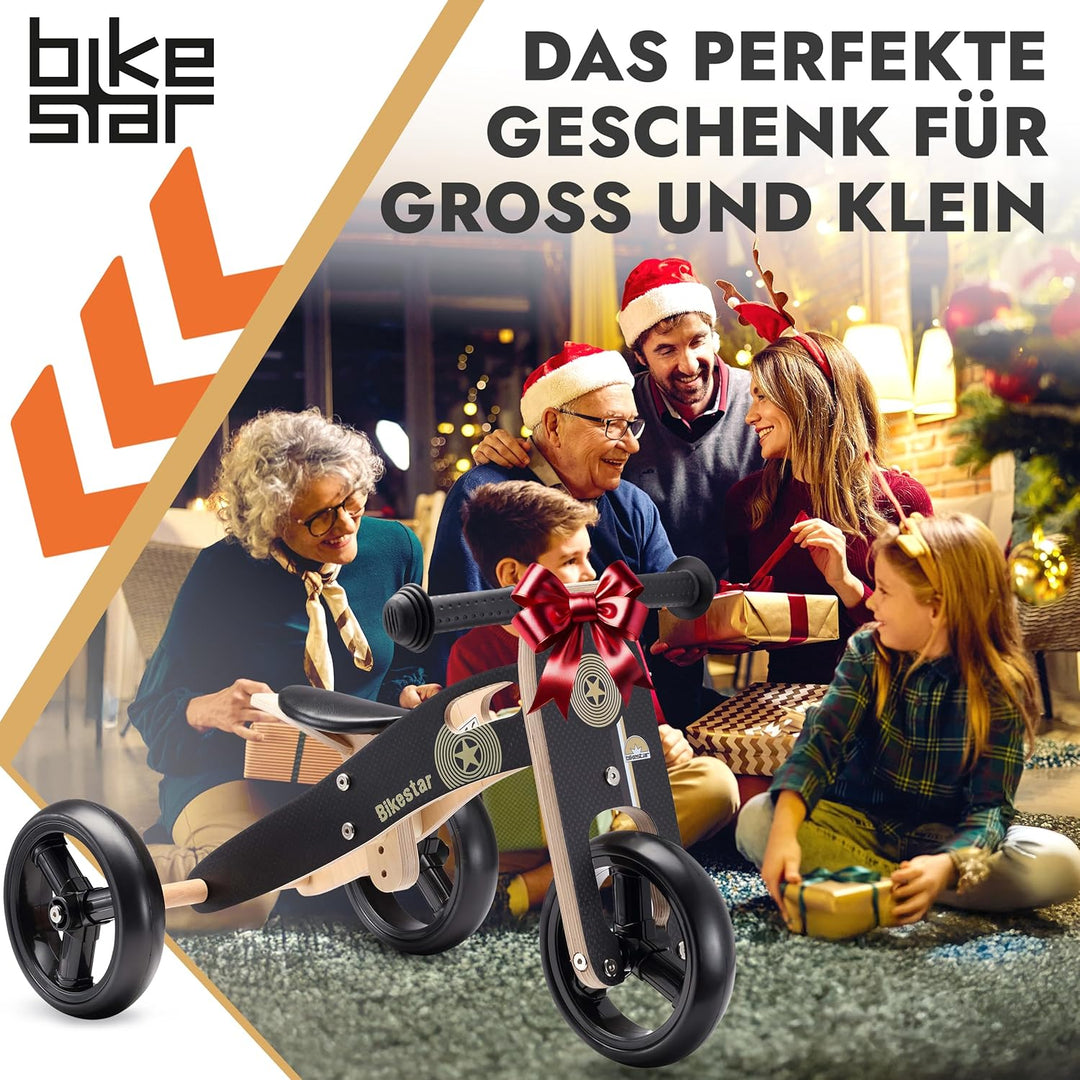 BIKESTAR Mini Kinder Laufrad Holz Lauflernrad mit DREI Rädern für Jungen und Mädchen ab 1 – 1,5 Jahr