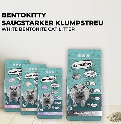 BentoKitty Katzenstreu (20L, 2er Pack) mit Aktivkohle, Klumpend, weiss, feinkörnig, Klumpstreu aus B