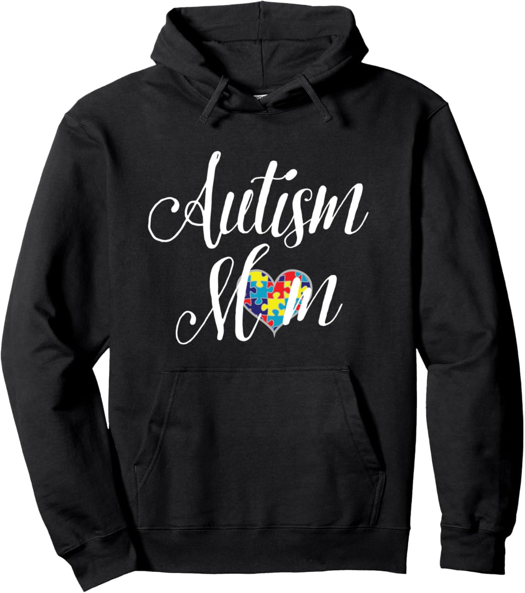 Autism Mom Puzzle Heart Pullover Hoodie