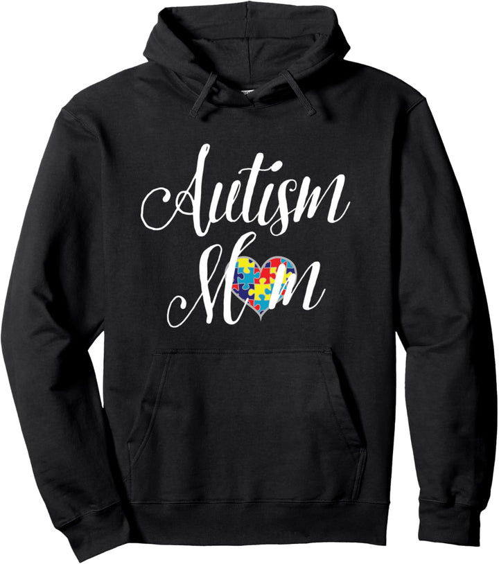 Autism Mom Puzzle Heart Pullover Hoodie