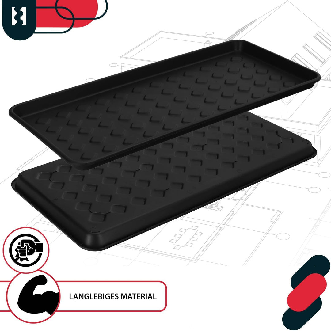 KOTARBAU® 3er Set Schuhabtropfschale schmal Schwarz 72 x 35 cm Schuhablage Schuhabtropfschale für de