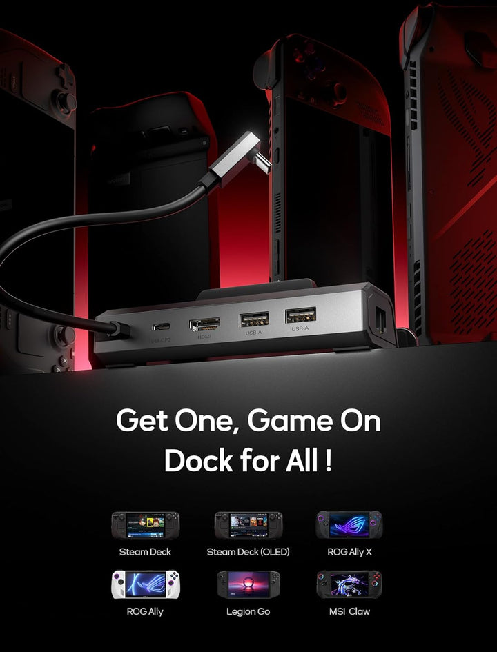 JSAUX Docking Station für Steam Deck, 5-in-1 Steam Deck Dock mit HDMI 2.0 4K@60Hz, Dual USB 2.0, 100