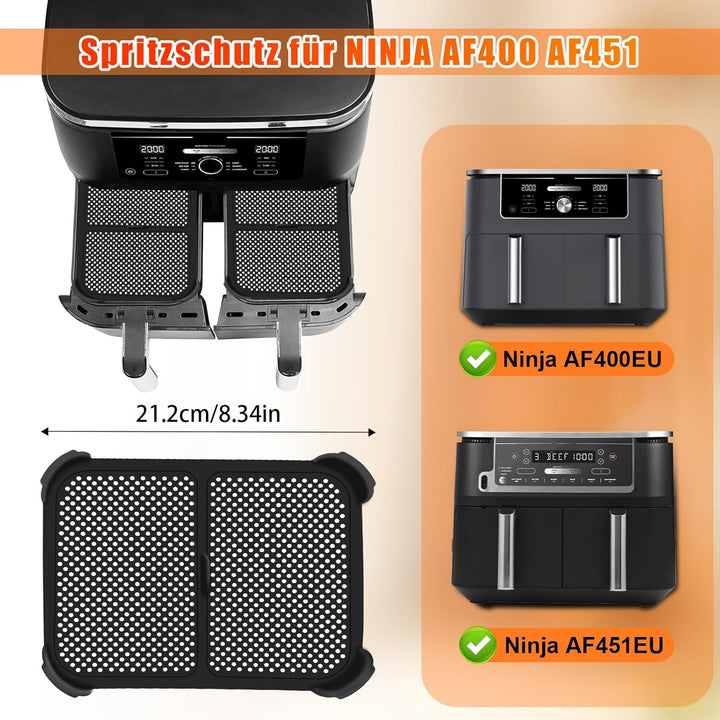 2 Stück Spritzschutz für Ninja Foodi Max Dual Zone AF400EU & AF451EU, Silikon Spritzschutz für Ninja