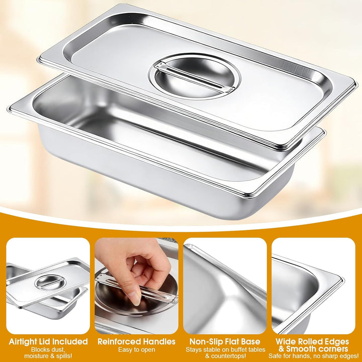 IIRC Panierschalen Set 3-Teilig, 32,5 x 17,5 x 6,5 cm Edelstahl Schale, Panierset für Gebratenes, Fi