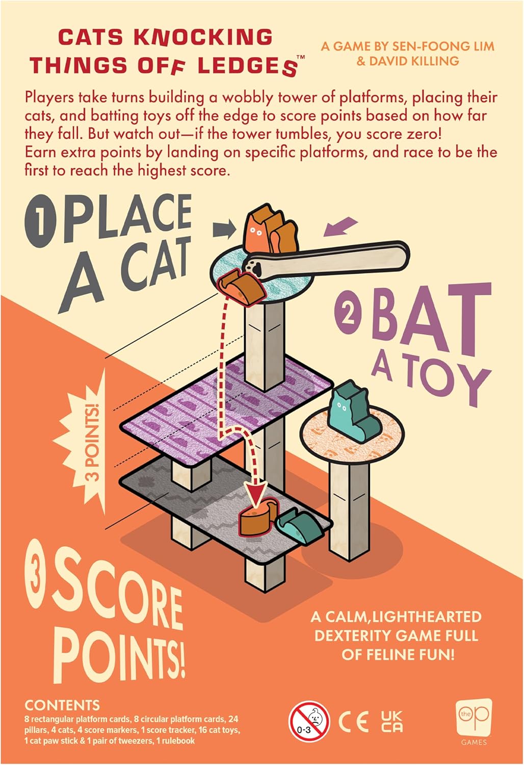 USAopoly Katzen klopfen Dinge ab Ledges | Balancierendes Partyspiel | ab 10 Jahren | 2–4 Spieler | ü