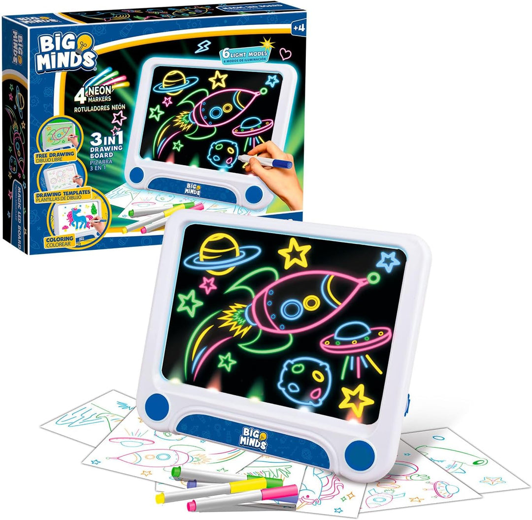 Big Minds - Magische LED-Tafel | Schreibtafel Kinder 3 in 1 LED Maltafel Kinder | Schreibtafel mit L