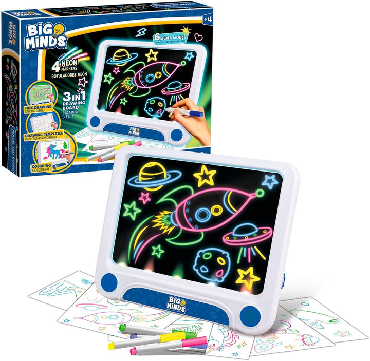 Big Minds - Magische LED-Tafel | Schreibtafel Kinder 3 in 1 LED Maltafel Kinder | Schreibtafel mit L
