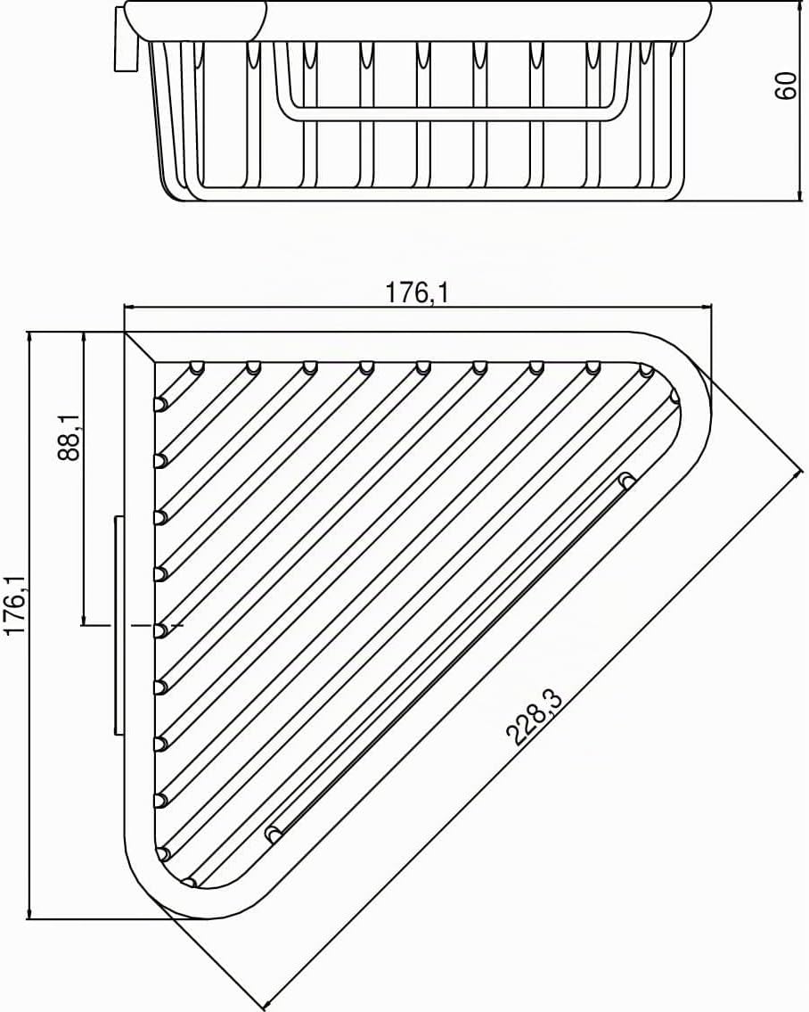 Emco 354500105 Eck-Schwamm, korb System 2 176 x 176 x 60 mm, verchromt, Sonstige, Silberfarben