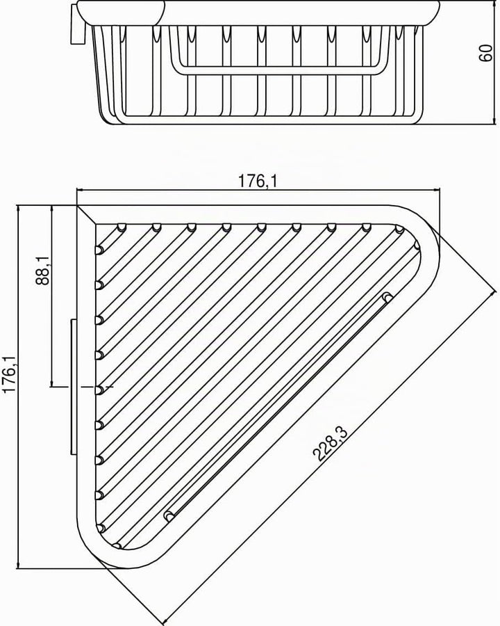 Emco 354500105 Eck-Schwamm, korb System 2 176 x 176 x 60 mm, verchromt, Sonstige, Silberfarben