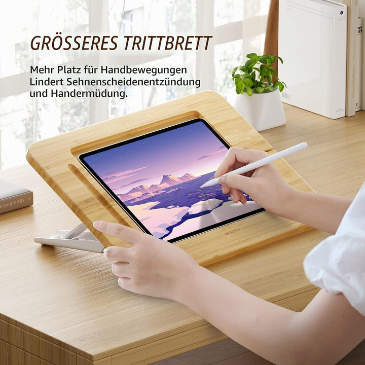 AFOOYO Tablet-Zeichenständer aus Holz, verstellbar, 5 Winkel, für Laptop, Buchleseständer, kompatibe