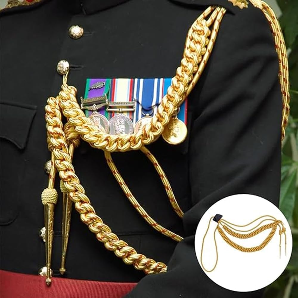 Namvo Goldene Schulterklappen, Aiguillette, geflochtene Schulterkordel, Abzeichen für Uniform, Cospl