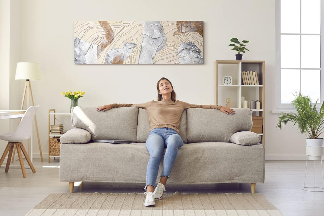 YS-Art Luxus Abstrakt Design Acryl Gemälde auf Leinwand Sinfonie handgemalt Wandbilder Wohnzimmer mo