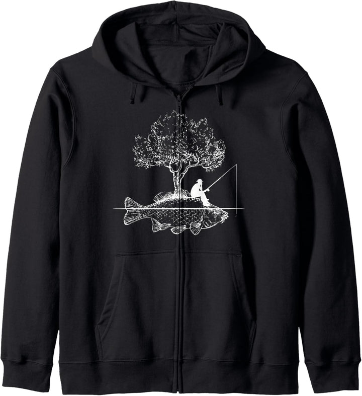 Angel Fisch Insel Kreativ Kunst Angler Geschenk Kapuzenjacke