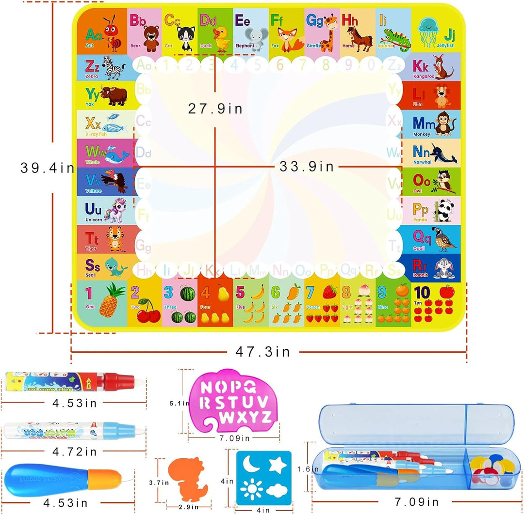 Aqua Wasser Doodle Matte, 120×100cm Aqua Magic Doodle Matte mit Spielzeug Kinderspielzeug ab 1 2 3 J