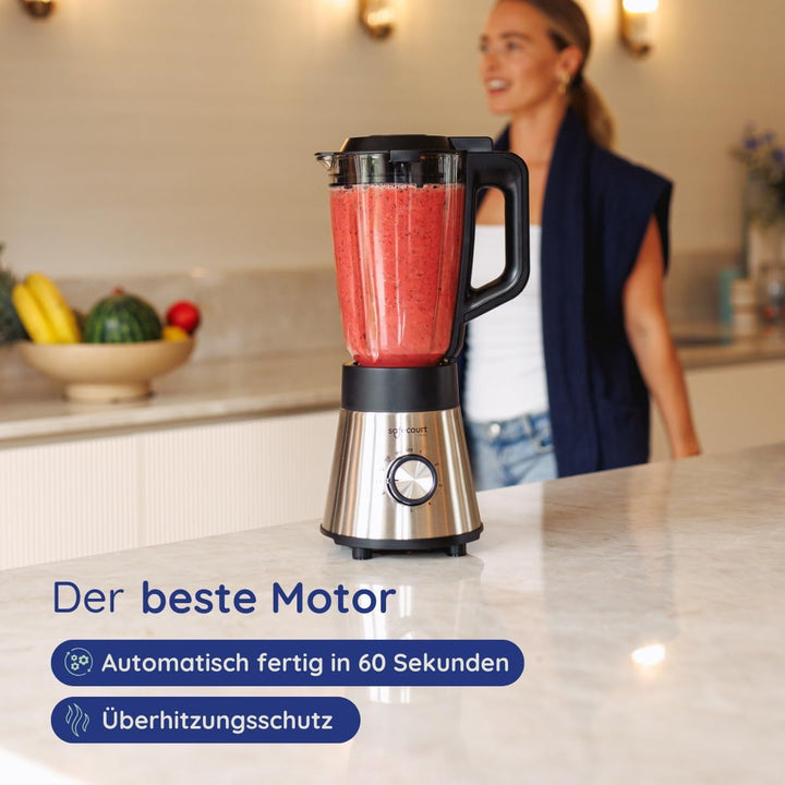 Safecourt standmixer – Kraftvoller Smoothie Maker, Blender & Mixer [1300W & 1,5L Glasbehälter] – für