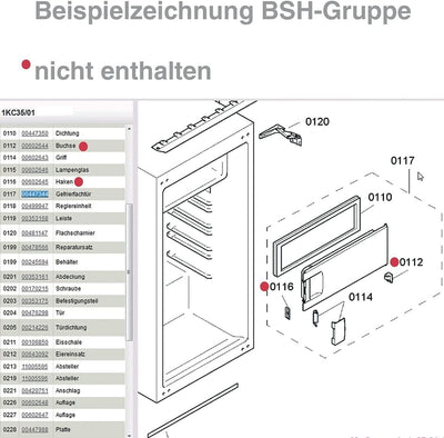 Gefrierfachtür komplett 00447344 447344 Bosch, Siemens, Neff, Küppersbusch