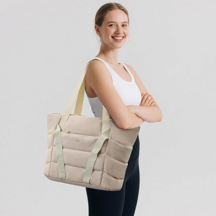Axcone Tragetasche für Damen mit Reissverschluss,Gesteppte Tragetasche,Sporttasche mit Yogamatten-Gu