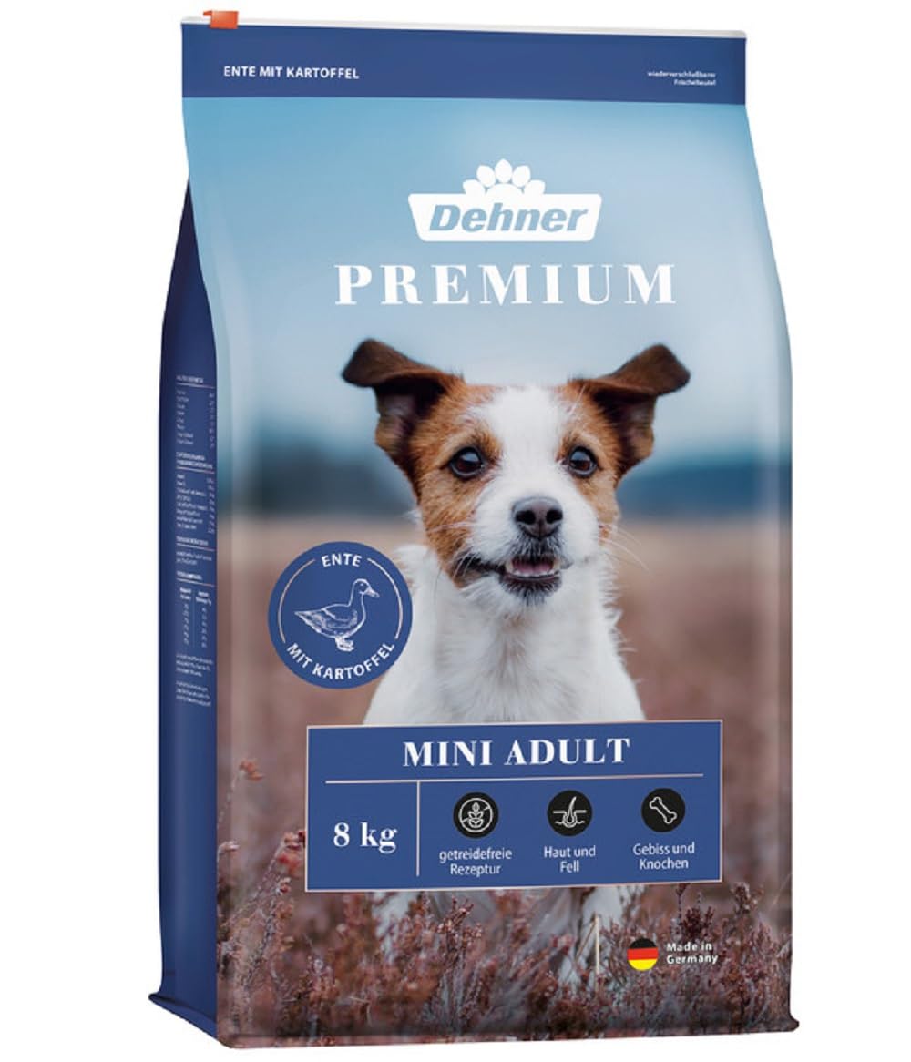 Dehner Premium Hundefutter, Trockenfutter getreidefrei, für ausgewachsene Hunde kleiner Rassen, Ente