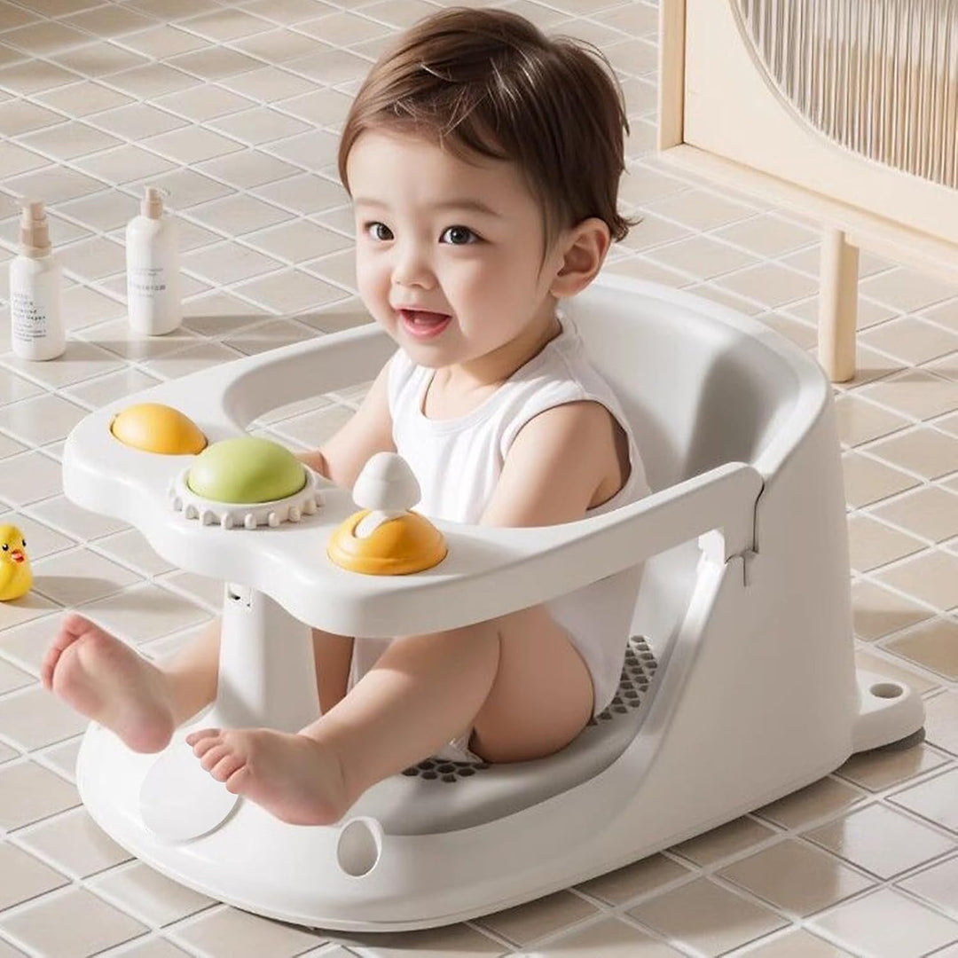 Bebamour Baby Badesitz 6 Monate+ Kind Badewanne rutschfest Baby Badesitz mit Spielzeug,Pink 2 Pink,