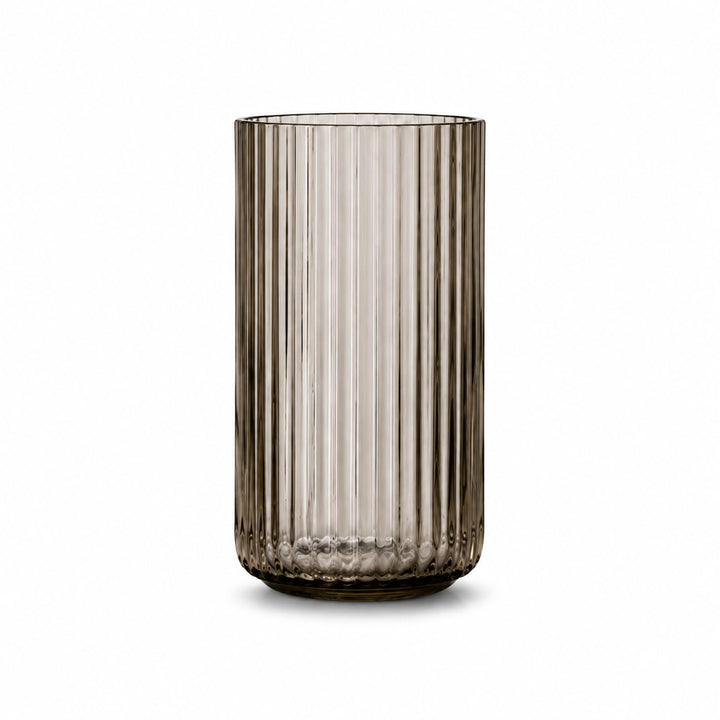 Lyngbyvase aus Porzellan, hohe Vase mit Rillen, Zylinder Blumentopf in Smoke, 20.5cm