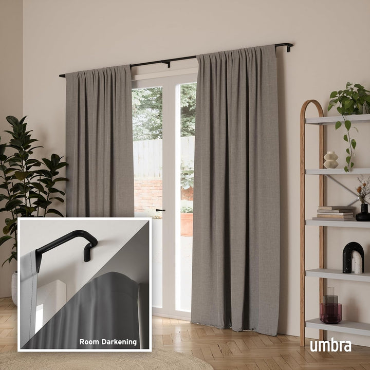 Umbra Dämmerung Twilight Single Curtain Rod Set – Wrap Around Design is Ideal for Blackout or Room D