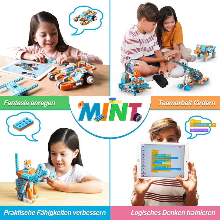 Robot S,10-in-1 Programmierbarer Roboter für Kinder, STEM Flugzeug Spielzeug zum Programmieren und L