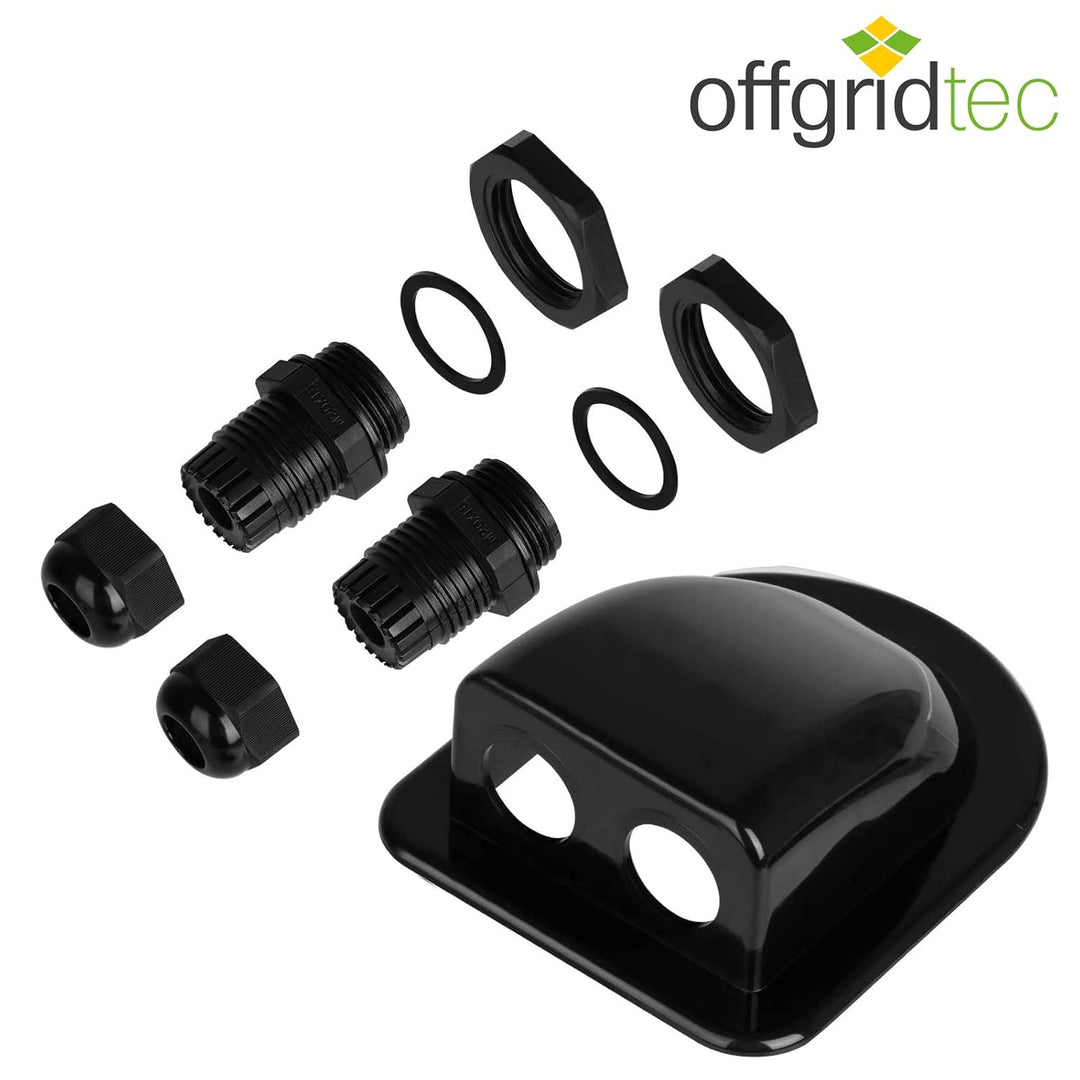 Offgridtec© Dachdurchführung 2-Fach Schwarz für Kabelaussendurchmesser 3-12mm für Wohnmobil Caravan