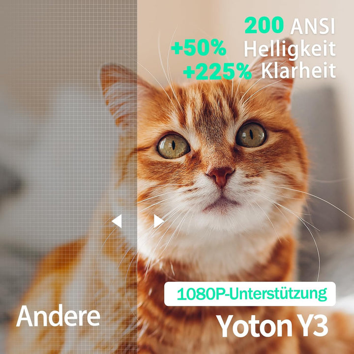 YOTON Mini Beamer, Projektor tragbarer 1080P Full HD, Y3 Heimkino Mini Projektor, kompatibel mit Sma