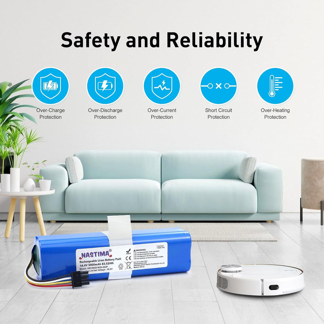 NASTIMA 14,4V 5800mAh Li-Ion Akku Kompatibel mit Eufy Robovac L70 Hybrid, T2190, T2190G21, Teilenumm