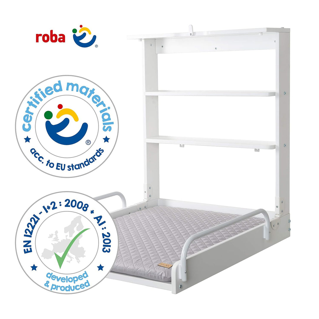 roba Wandwickeltisch + Wickelauflage roba Style grau - Wickeltisch klappbar & platzsparend zur einfa