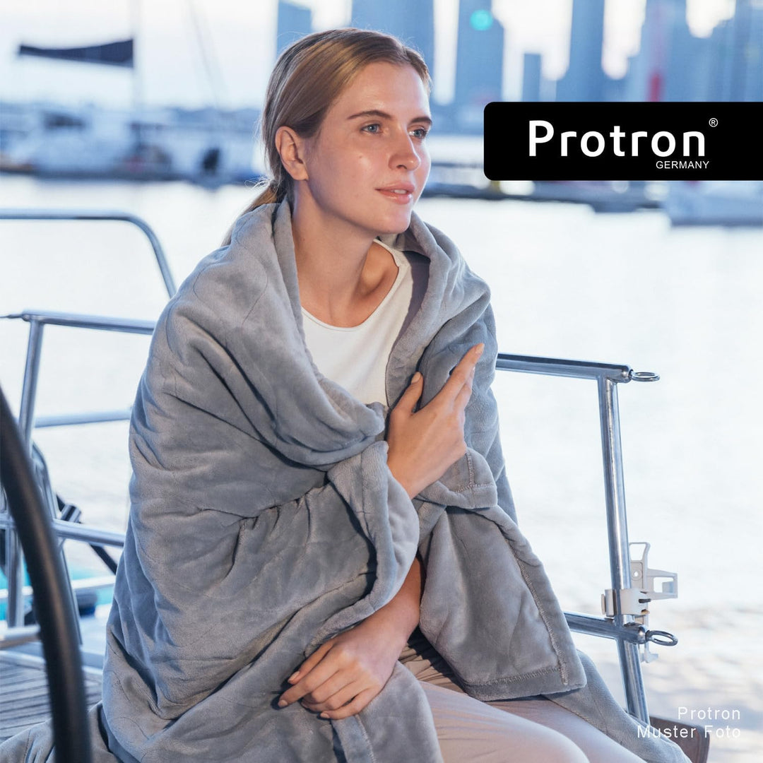 Protron Elektrische Wärmedecke Wärmebett Kuscheldecke mit Abschaltautomatik, 9 Heizstufen, LED Überh