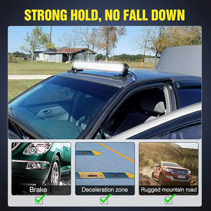 PICAA 32 Zoll 405W LED Lightbar mit Magnetische Halterung Kabelbaum Kit, Tri-Reihen LED Arbeitsschei