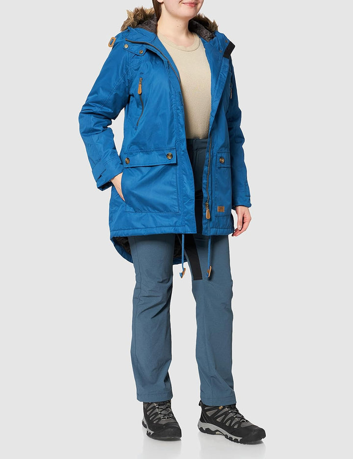 Trespass Clea, Wasserdichte Jacke mit Einrollbarer Kapuze für Damen XXS Blau, XXS Blau
