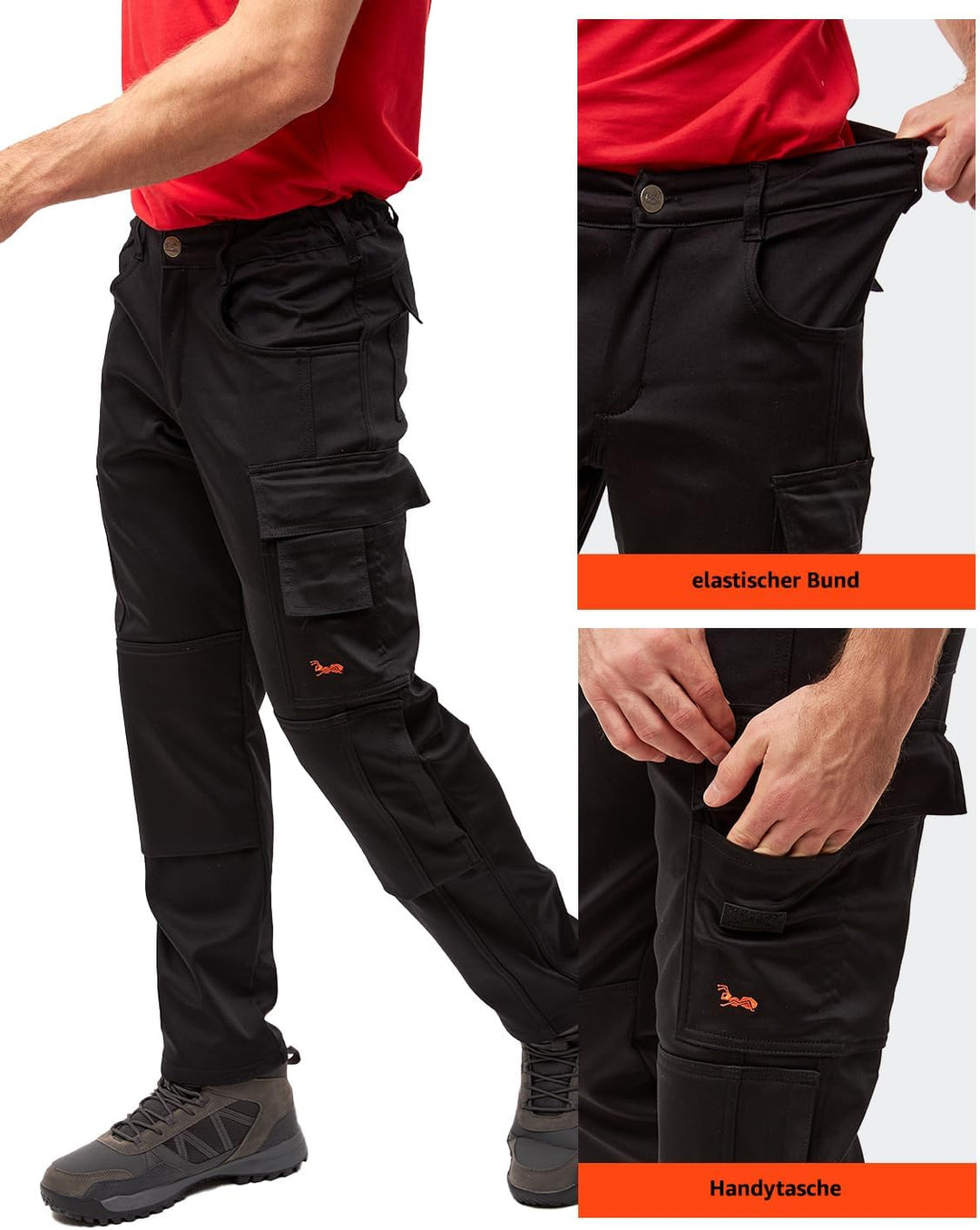 strongAnt Arbeitshose Herren Power Stretch Outdoorhose 50 Schwarz / Nylon 4 Wege Superstretch, 50 Sc