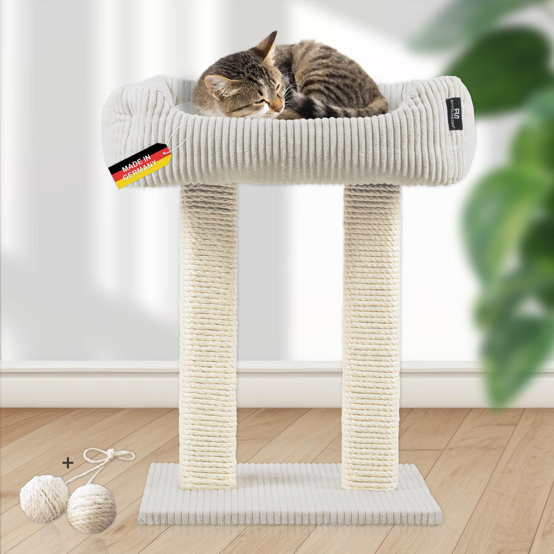 Rohrschneider moderner Kratzbaum Wolly | Made in Germany | Kleiner Katzenbaum mit 2 Breiten Kratzsäu