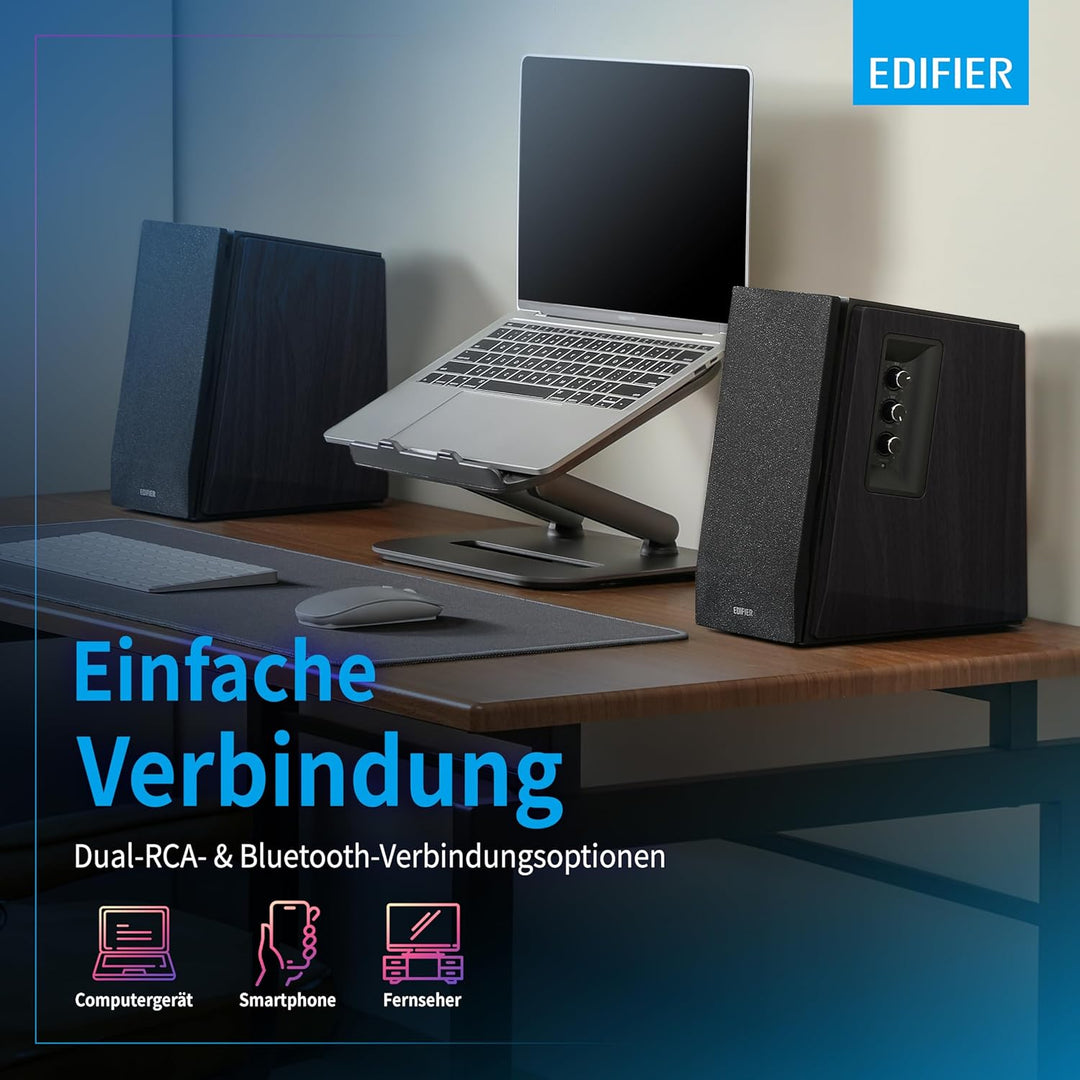 Edifier R1700BT BK Lautsprechersystem (66W) für TV/PC/Notebook/Tablet/Smartphone schwarz Black(Singl