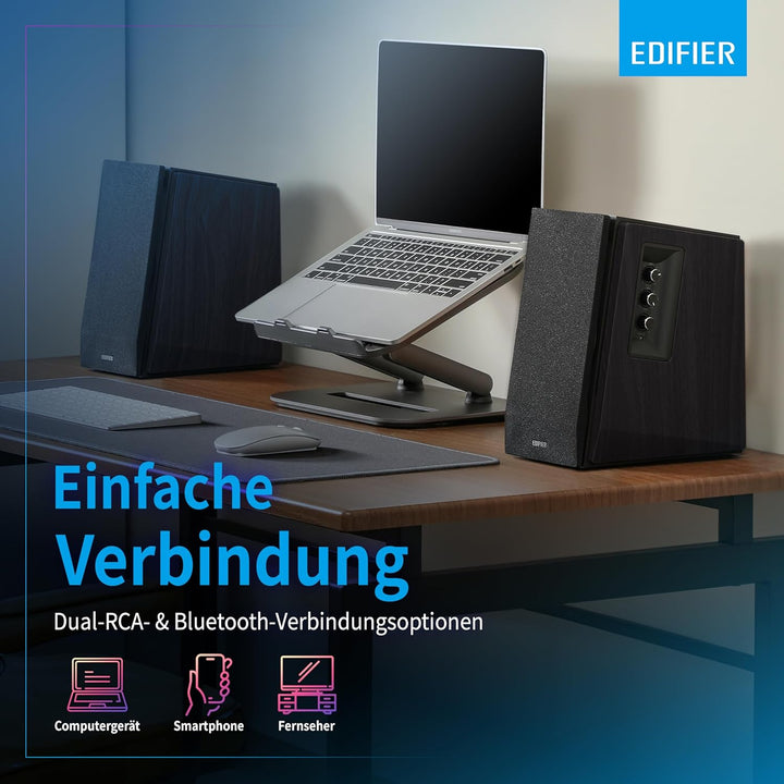 Edifier R1700BT BK Lautsprechersystem (66W) für TV/PC/Notebook/Tablet/Smartphone schwarz Black(Singl