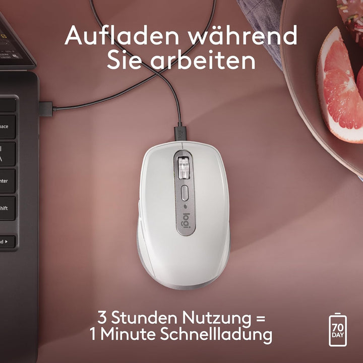 Logitech MX Anywhere 3S for Mac, kompakte kabellose Bluetooth-Maus, 8K-DPI-Abtastung auf jeder Fläch