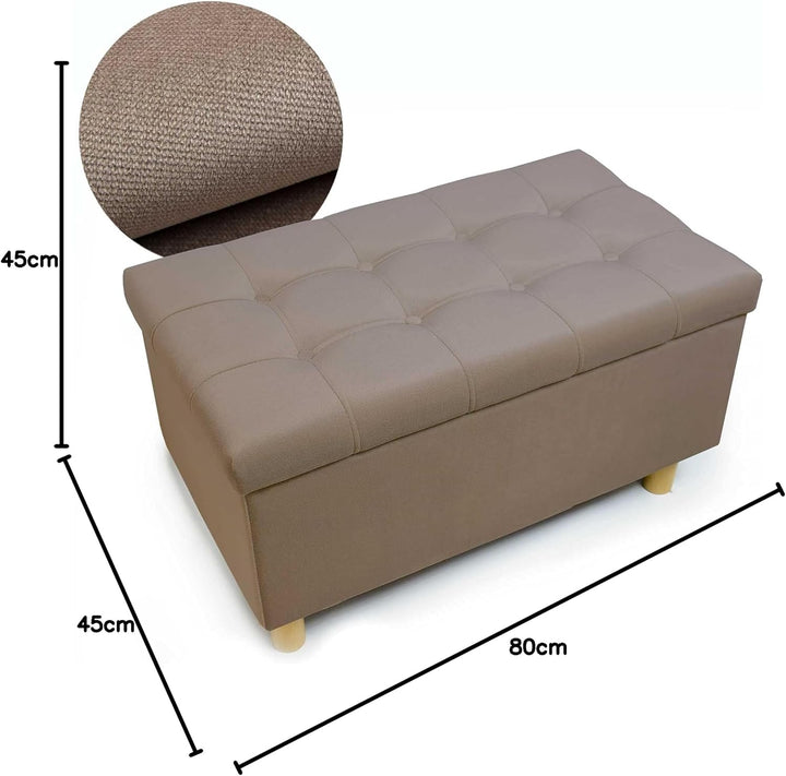 Comfort-Pur Leon Sitzbank Sitzpuff Pouf Sitztruhe mit Stauraum Aufbewahrungsbox (Beige), Beige