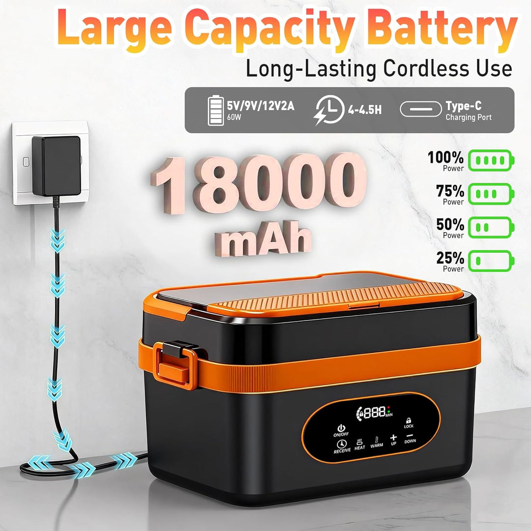 2025 Upgrade Beheizte Lunchbox Wiederaufladbare Selbstheizende 1.5L Tragbare Elektrische Lunchbox fü