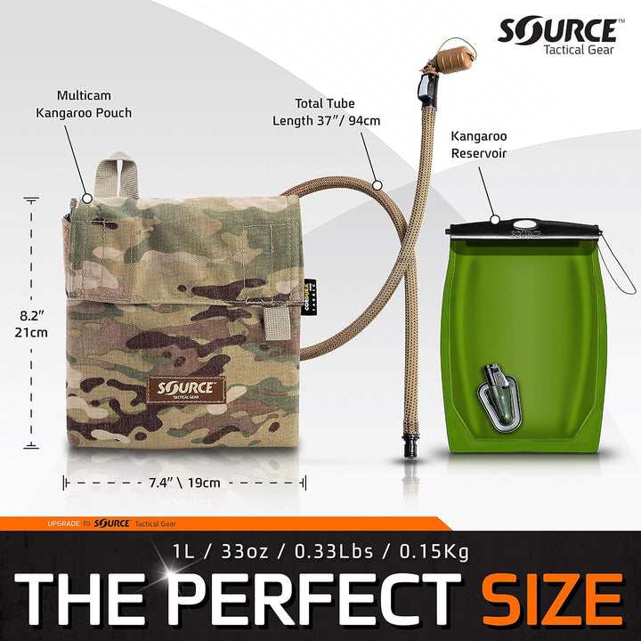Source Tactical Känguru 1-Liter faltbar Kantine Hydration System mit Tasche Multicam Kangaroo 1L Col