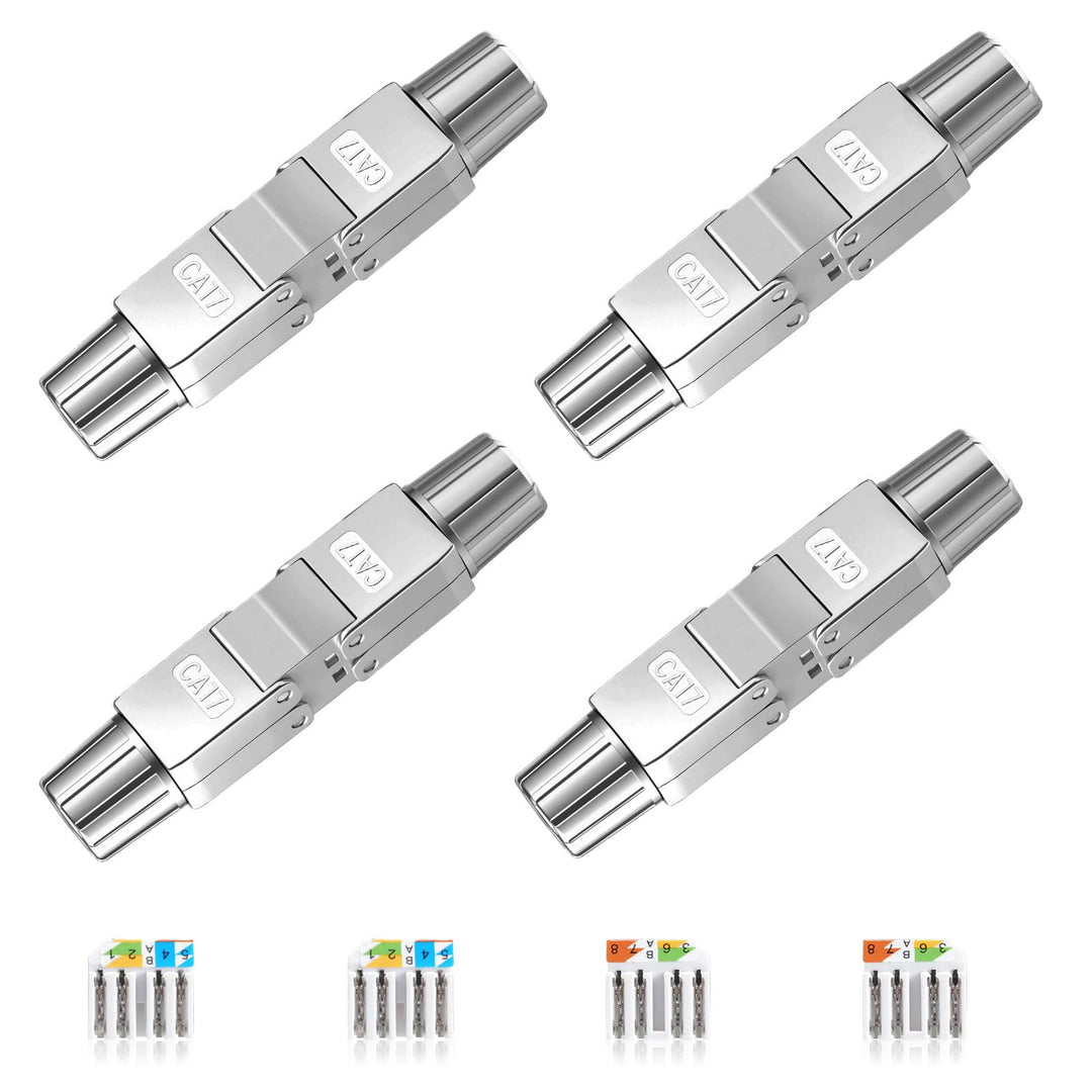 4 Stück Cat 7 Netzwerkkabel Verbinder werkzeuglos, RJ45 Cat7 Verbinder Kupplung Adapter für LAN Verl