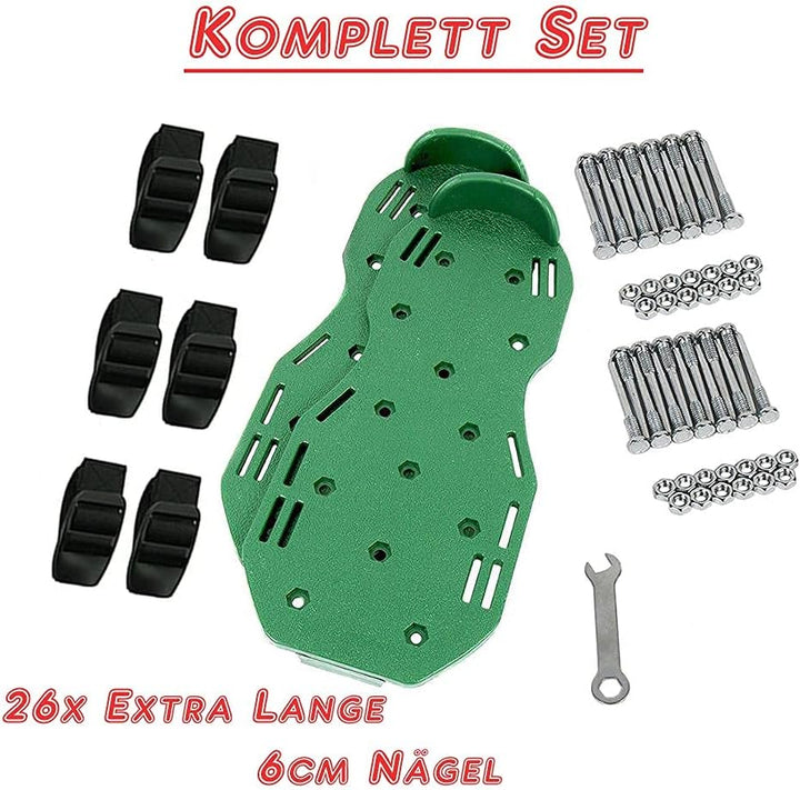 Premium Rasenbelüfter mit vollen 6 cm Tiefe Rasenlüfter Estrichschuhe Vertikutierer Rasen Schuhe Nag