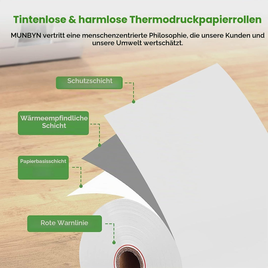 MUNBYN Premium 10 Stk. Thermopapier 80 * 50mm kassenrollen thermorollen bonrollen Thermo bonpapier T