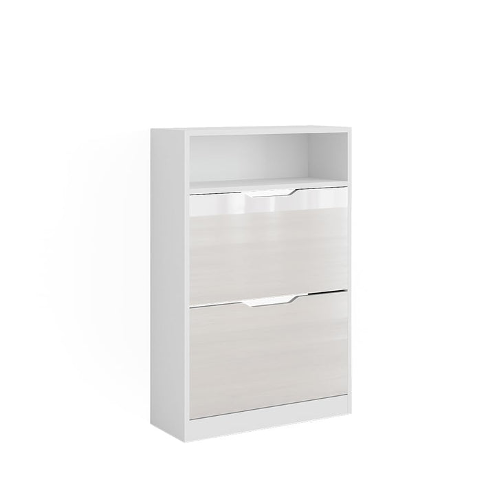 Vicco Schuhkipper Luca, Weiss/Weiss Hochglanz, 59 x 89.5 cm mit 2 Fächern, zur Aufbewahrung von Schu